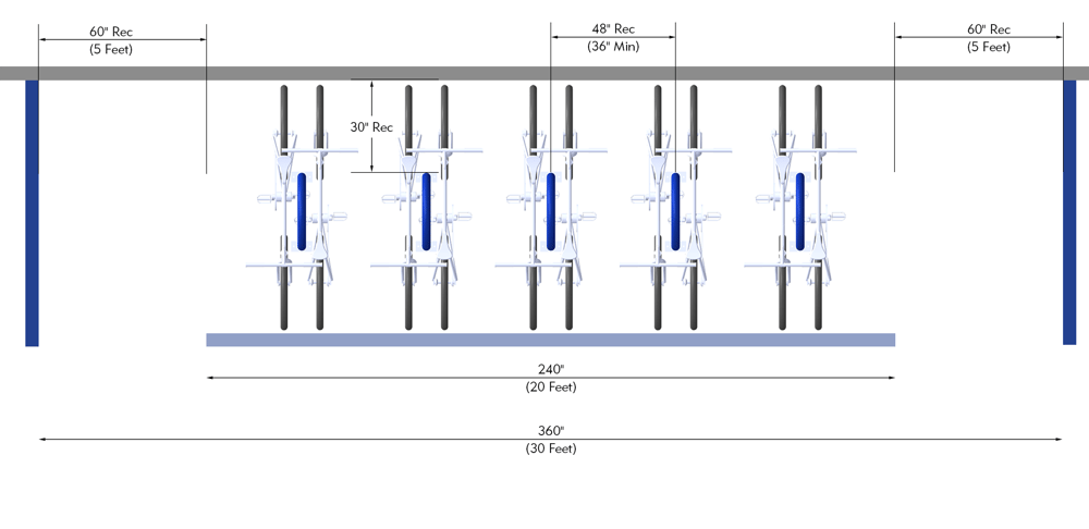 hanging bike rack spacing